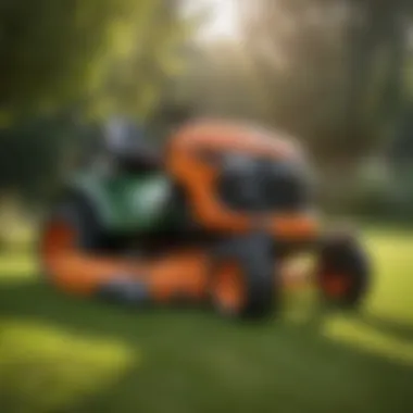 Close-up of mower design showcasing advanced features