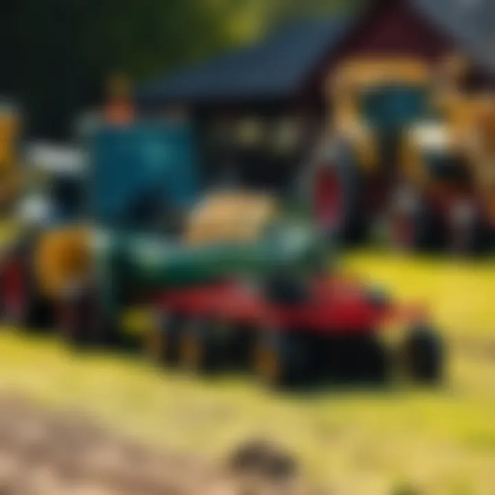 Various models of dethatcher attachments for push mowers