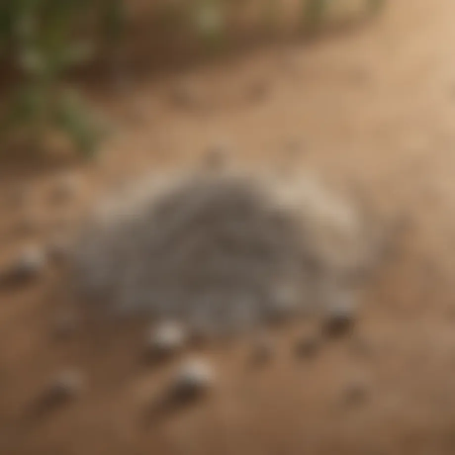 Diatomaceous earth granules scattered on a surface