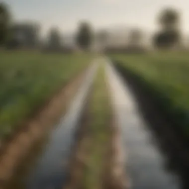 Effective Water Management in Agriculture A lush crop field enhanced by drip irrigation, illustrating effective water management.