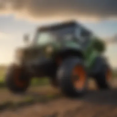 Eco-Friendly Innovations in Agricultural Vehicles Close-up of eco-friendly design features of utility vehicle