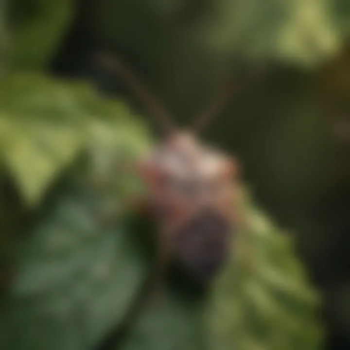 A variety of stink bugs on a leaf