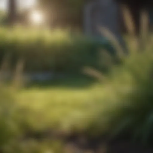 Close-up view of invasive grass species in a lawn