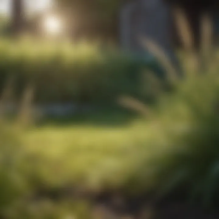 Close-up view of invasive grass species in a lawn