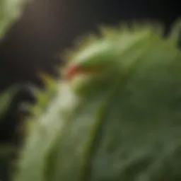 A close-up view of aphids on a plant leaf