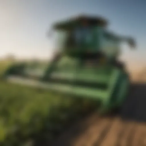 A John Deere combine harvester efficiently gathering corn in a field