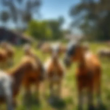 Social Dynamics Among Goats Goats interacting socially in a pasture