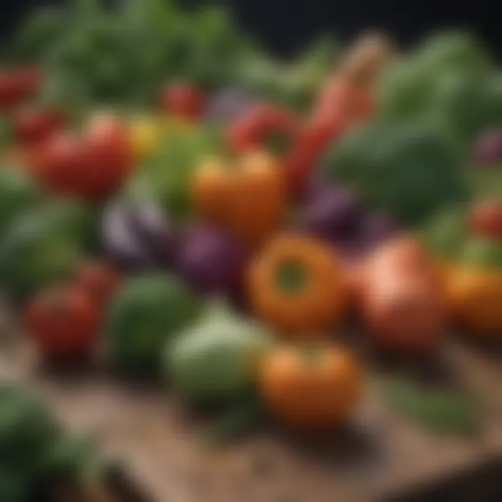 Colorful vegetables on a wooden table