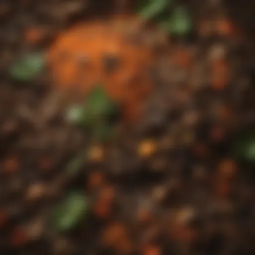 A vibrant compost pile showcasing layers of organic material