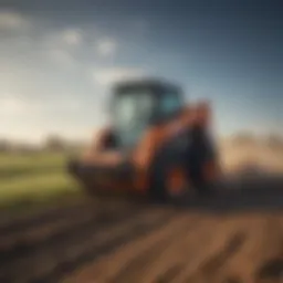 A powerful skid steer in action on a farm