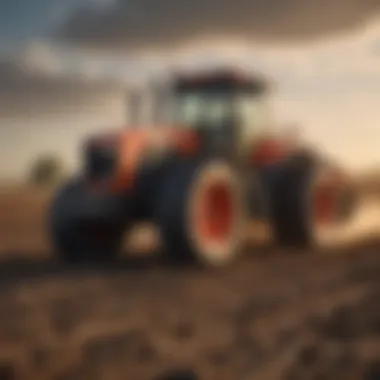 Excavation tractor at work in a vast agricultural field, demonstrating operational efficiency.