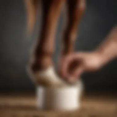 Application of Magic Cushion on a horse's hoof