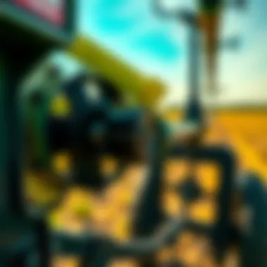 Close-up view of a tractor supply traveling sprinkler's mechanism