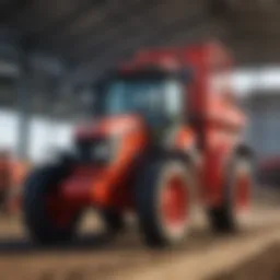 Farming machinery in a rental service yard
