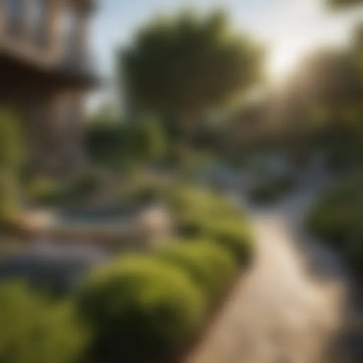 A serene outdoor space designed with sustainable landscaping solutions.