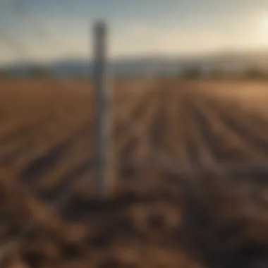 High tensile wire installation in agricultural field