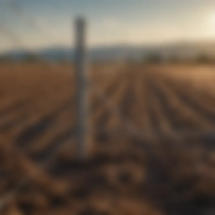 High tensile wire installation in agricultural field