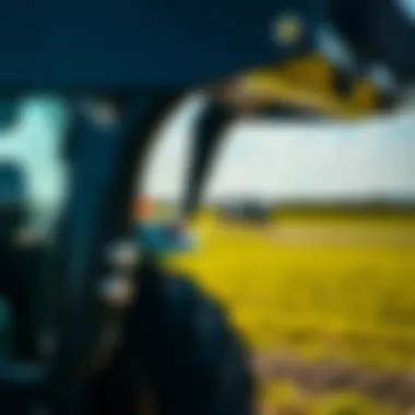 Specifications of Boom Mower Attachments Close-up of a boom mower attachment on a tractor