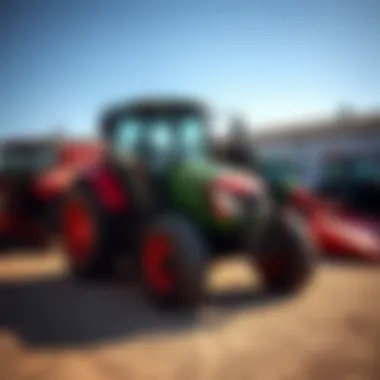 Accessibility of Rental Facilities Tractor parked at a rental facility surrounded by various equipment