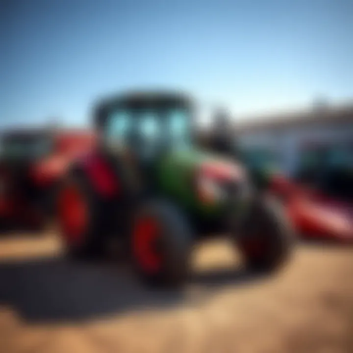 Accessibility of Rental Facilities Tractor parked at a rental facility surrounded by various equipment