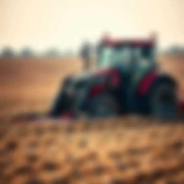 Operational Efficiency of Boom Mowers Tractor with boom mower in action in a field