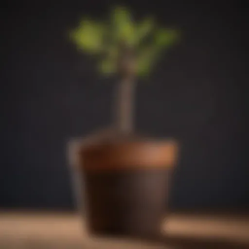 A vibrant baobab seedling thriving in a pot