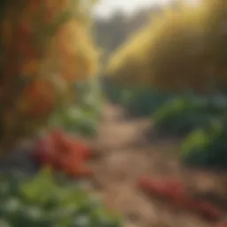 Vibrant coloring page featuring various agricultural crops