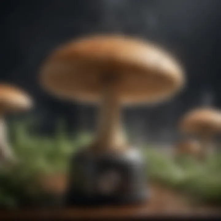 Close-up of a commercial mushroom humidifier in action, showcasing mist output