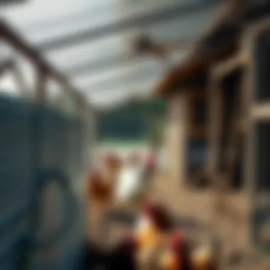 A spacious chicken run attached to a cozy coop