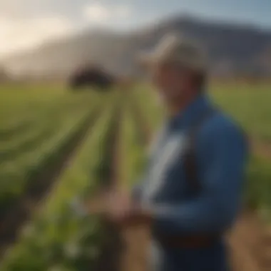 Technological Advancements in Farming Farmers utilizing technology to monitor crop health