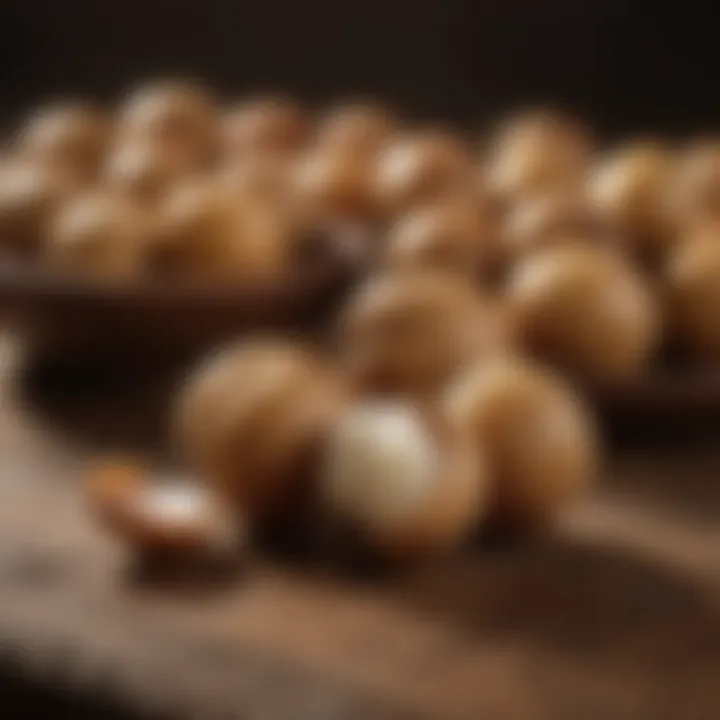 Fresh longan fruit on a wooden table, showcasing its unique appearance.