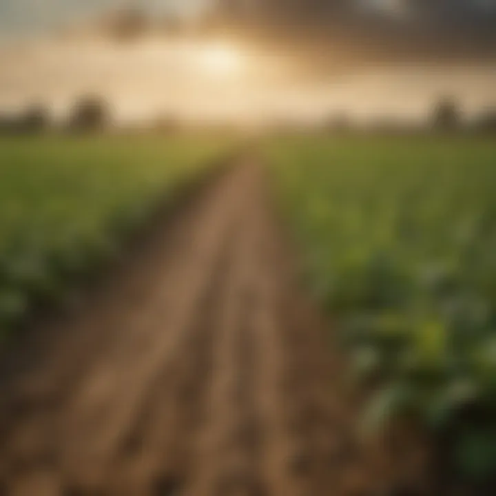 Lush farm field with flourishing crops enhanced by greensand application