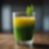 Vibrant greenheart juice in a clear glass showcasing its rich color and texture