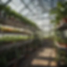 Innovative greenhouse shelving unit design featuring modular components