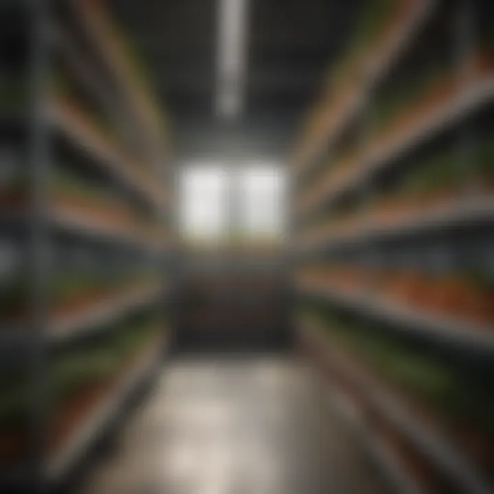 Practical application of shelving units in a commercial greenhouse setting