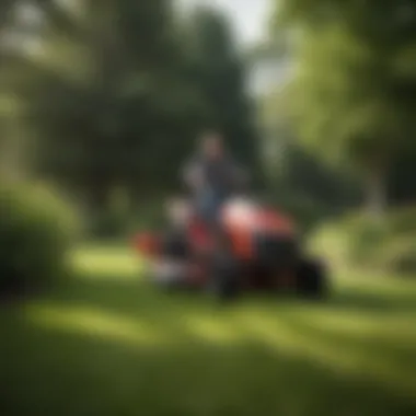 Gardener utilizing a Honda mower for lawn care