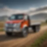 A sleek Isuzu flatbed truck showcasing its robust build and design