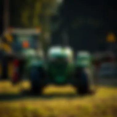 JD sub-compact tractor with attached implements