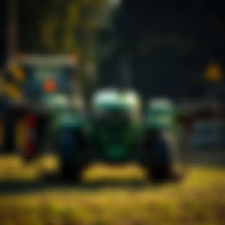 JD sub-compact tractor with attached implements