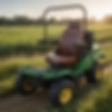 A well-maintained John Deere Gator seat in a field environment