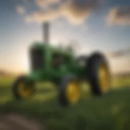 Historic John Deere tractor in a field