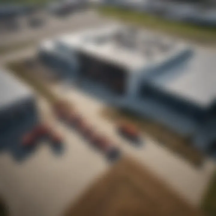 Aerial view of a Kubota dealership in Michigan showcasing agricultural machinery