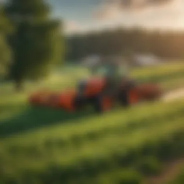 A picturesque view of a Kubota tractor working in a lush green field in Ohio