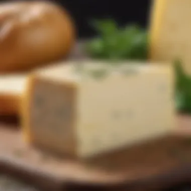 Close-up of a creamy, soft lactose-free cheese with herbs