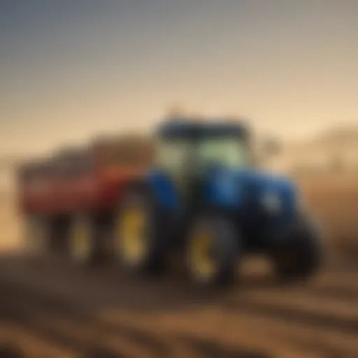 A New Holland tractor working in a California field