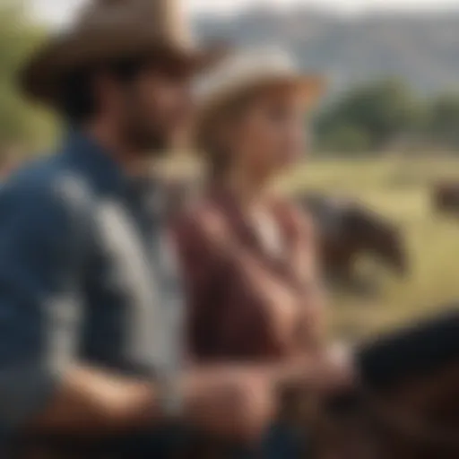 Couples working together on a ranch in Texas