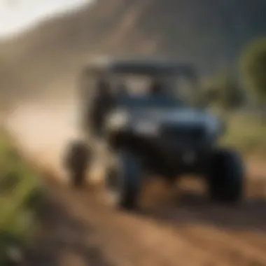 Modern UTV assisting in farming activities