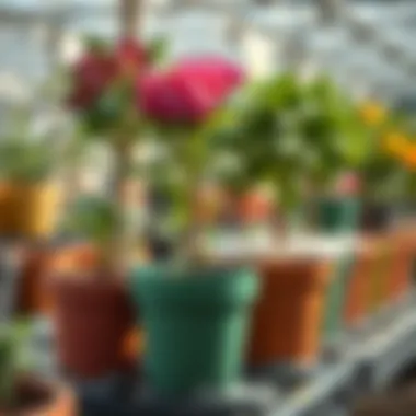 Innovative designs of nursery pots as shown in a modern horticultural setup