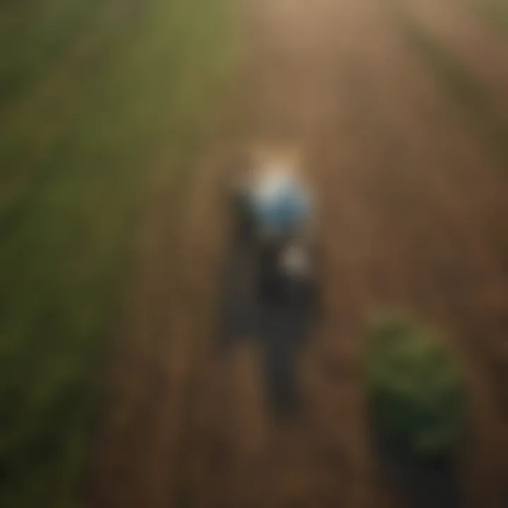 An aerial view of sustainable farming practices integrating nature and agriculture