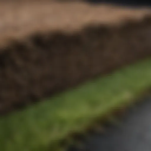 Close-up view of freshly laid sod